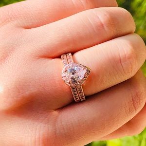 NWOT 2 pcs /set water drop sterling silver ring